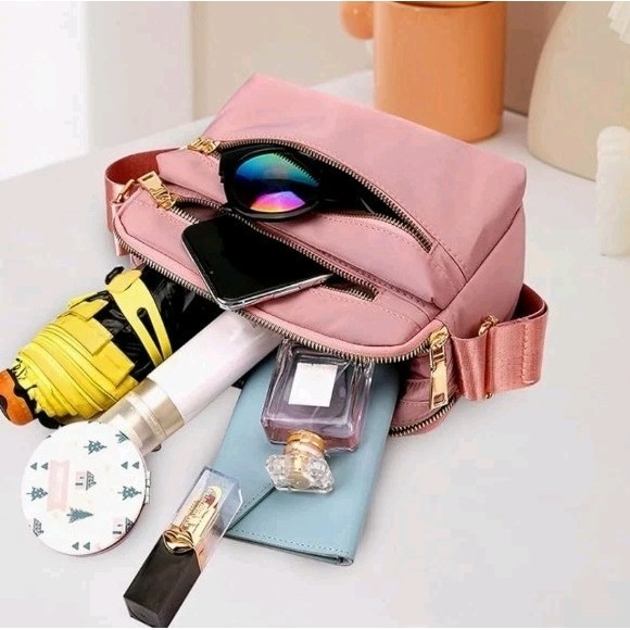 Small Crossbody Bags for Women Nylon Shoulder Bag for Women, Waterproof, Pink - Picture 3 of 4